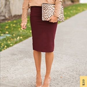 Glamorous Love Language Burgundy Bodycon Midi Skirt
